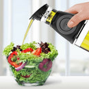 2Pcs/Set 9/17Oz Olive Oil Dispenser Bottle Set Oil Vinegar Cruet with Drip- U9A4