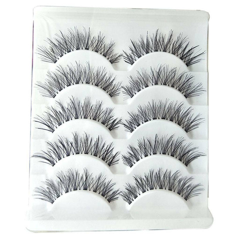 5Pair Natural Cross Eye Lashes Extension Makeup False Eyelashes Clear Band