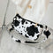 Cow Print PU Women Handbag Tote Acrylic Chain Underarm Shoulder Bag (White)