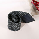 New Classic Striped Black White JACQUARD WOVEN Silk Men's Tie Necktie