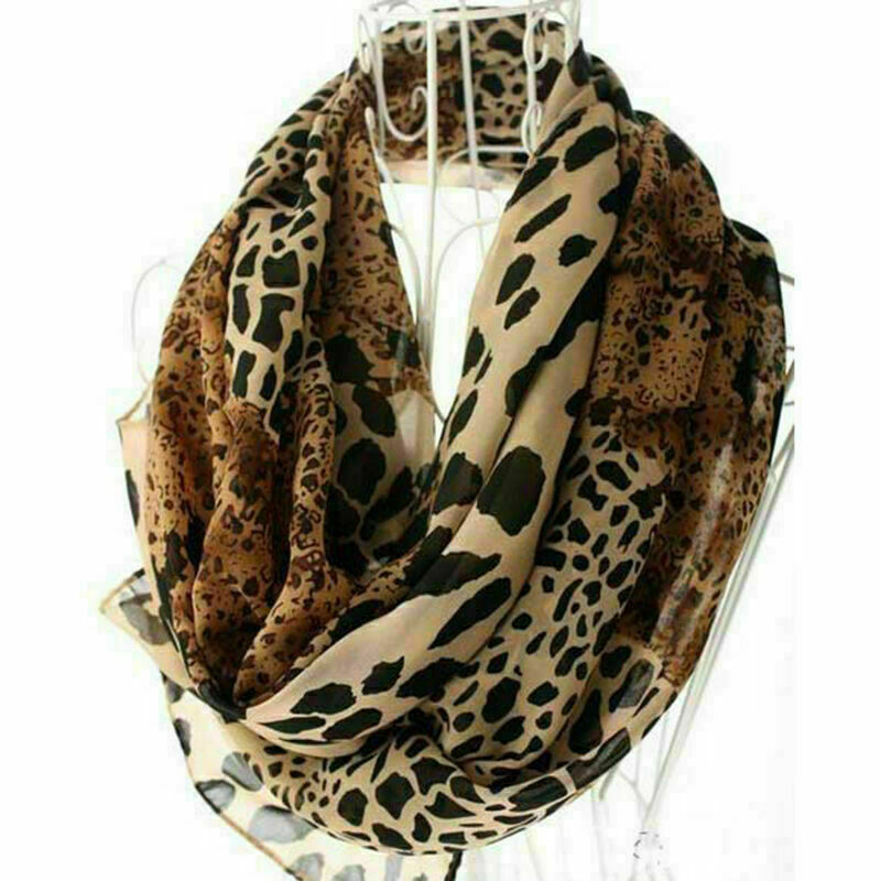 Womens Long Soft Wrap Shawl Leopard Chiffon Scarf Autumn AU Q8G4. N4Z0 G6O0