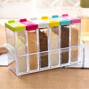 1X(6Pcs/Set Seasoning Box Plastic Condiment Bottles Sugar Salt And Pepper S