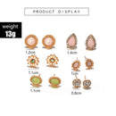 Fashion Simple Water Drop Pink Flower Opal Color Earrings Earrings Set Six