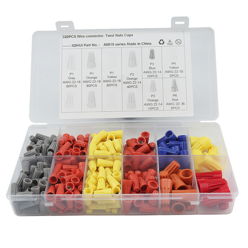 320PCS/Box Insulated Spade Terminals Twist-On Electrical Wire Connectors Kit