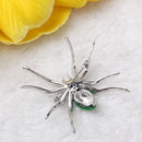 Dazzling Green Crystal Rhinestone Spider Animal Brooch Pin Hat Clip Xmas Gift