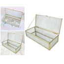 Glass Desk Jewelry Organizer Holder Cosmetics Nail File Keepsake Display Box