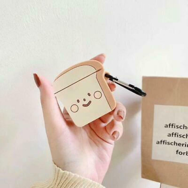 Unique Toast Bread Pattern Protective Case Soft Silicone Cover for Airpods 1/2