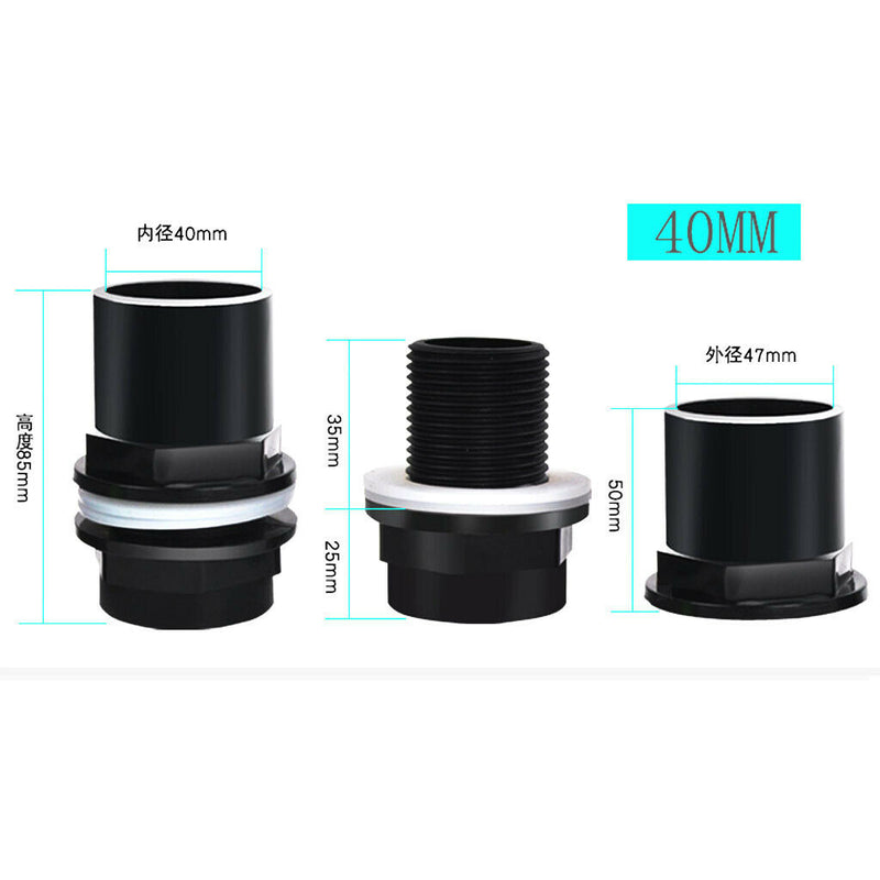 2Pcs Fish Tank Drain Connector Tube Joint 40mm Aquarium Drain Accessories