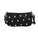 Daisy Flower Crossbody Bag Women PU Elegant Shoulder Tote Handbag (Black) A