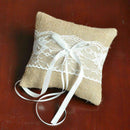 Retro Rustic Wedding Party Lace Burlap Jute Ring Bearer Decor Pillow Cushio V8M1