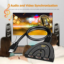 HW-4K301X 3 Port Mini HDMI Splitter 3 in 1 out 4K Adapter Switcher Cable