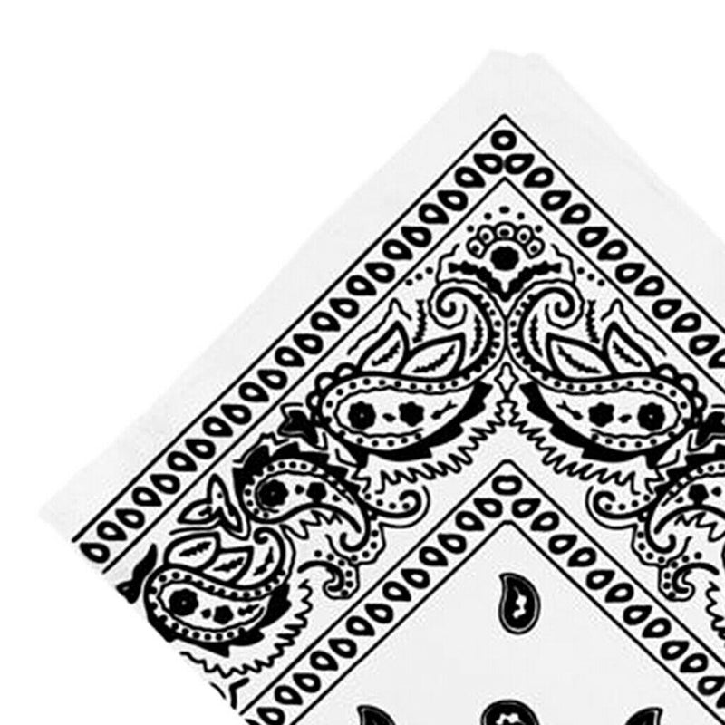 Women Men Cotton Paisley Bandana Head Wrap Headband Hair Band Kerchief White