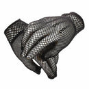 Pair of Womens Elastic Wrist Fishnet Style Finger Gloves Black I5D3