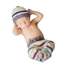 Knitted Soft Baby Boy Girl Photography Clothing Hit Color Striped Pants+Hat