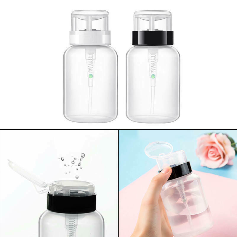 2PCs Empty Clear Nail Art Pump Dispenser Acetone Polish Remover Liquid  JIK