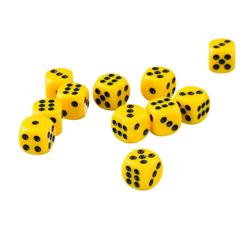 50pcs 12mm Six Sided Spot Dice Games D6 for  Wargaming D&D RPG Yellow