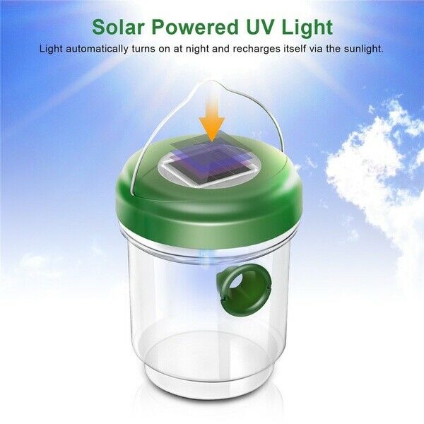 1 Pcs Wasp Trap Catcher Life Outdoor Solar Powered Trap With Ultraviolet LE
