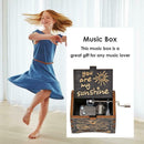 Retro Wood Hand Cranked Music Box Carved Kid Child Birthday Gift Home Decor