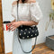Daisy Flower Crossbody Bag Women PU Elegant Shoulder Tote Handbag (Black) A