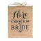 "Here Comes the Bride" Wedding Rustic Ceremony Burlap Banner For Flower Chi B7Z4