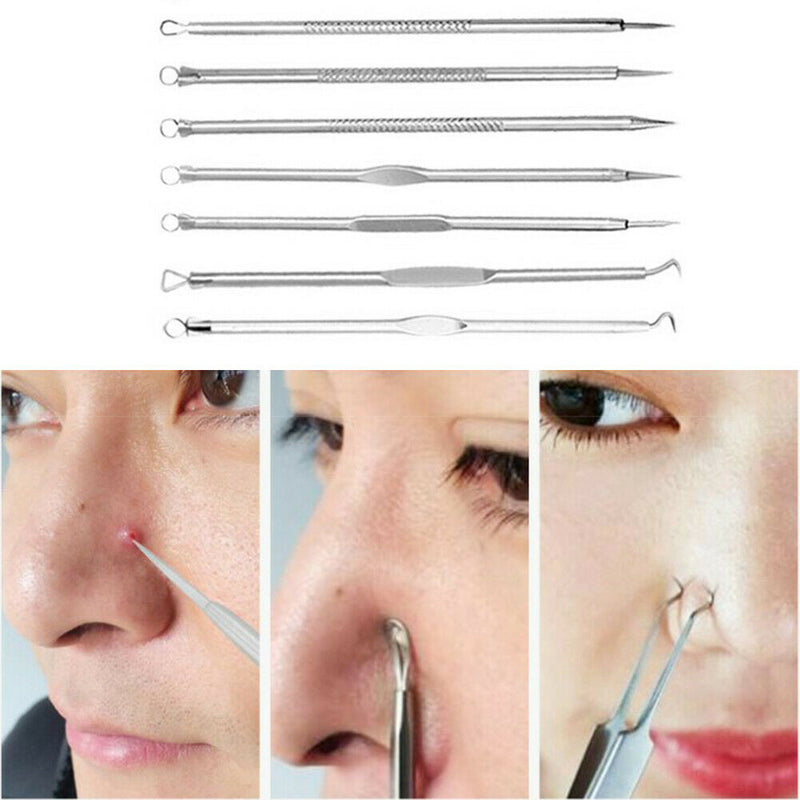 9pcs Stainless Steel Pimple Acne Extractor Blackhead Remover Needles Set