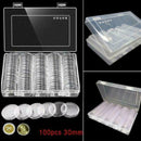 100Pcs 30mm Clear Plastic Round Coin Cases Capsules Container Holder dfg QHY