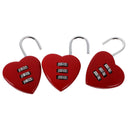 3 Pieces Portable Heart Shape Combination Padlock Combination Lock Travel Case