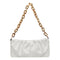 Women Evening Clutch Pleated PU Solid Shoulder Handbag Chain Totes (Beige)