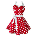 Lovely Sweetheart Red Retro Kitchen Aprons Woman Girl Cotton Polka Dot Cook C9W6