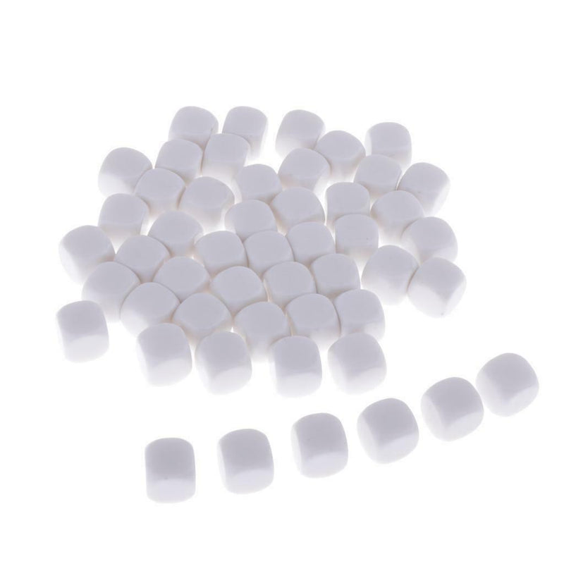 50Pieces Square Edge Blank Dices D6 Six Sided RPG Gaming Dice Gift 18mm