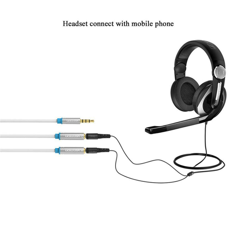 3.5mm AUX Male to 2 Female Headphone Mic Audio Y Splitter Cable for Laptop