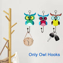 3pcs Cute Owl Durable Kids Bedroom Bag Robe Clothes Hanging Wall Hook Home Decor