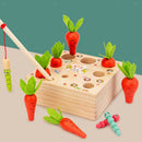 Baby Wood Montessori Toys Carrot Harvest, Magnetic Catching Worm Game, Shape