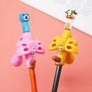 Kids Writing Pencil Holder Rubber Children Pen Aid Grip Tools Set (Red)
