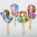 24X Cartoon mermaid cupcake topper picks kid birthday party decoration BX