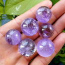 1PC Purple Natural Amethyst Quartz Sphere Pretty Crystal Ball Healing Stone 2cm