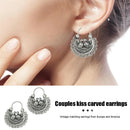 Couple Parrot Carved Earrings Ethnic Retro Ear Hook for Women Jewelry Gift