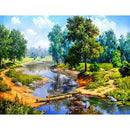 Full Drill Square Diamond 5D Diy Diamond Painting"Forest River"Diamond Embr