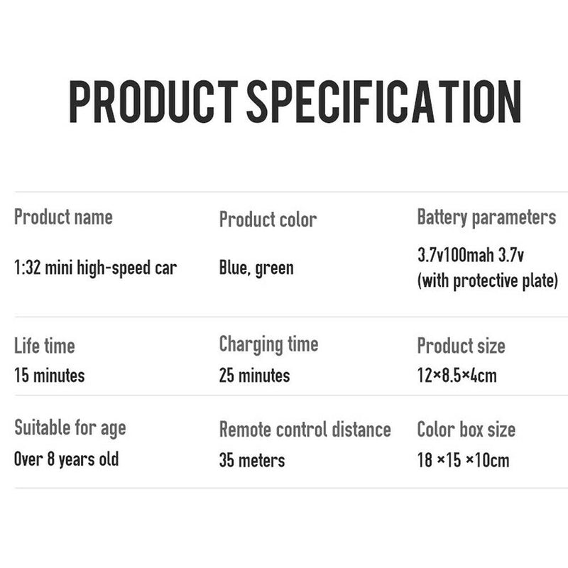 1: 32 2.4G Mini Gift High Speed Off Road Detachable With LED Light RC Car ABS
