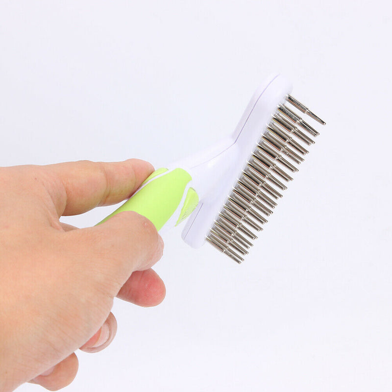 Pet Cat Dog Hair Removal Needle Comb Fur Trimming Open Knot Brush (Grey) A