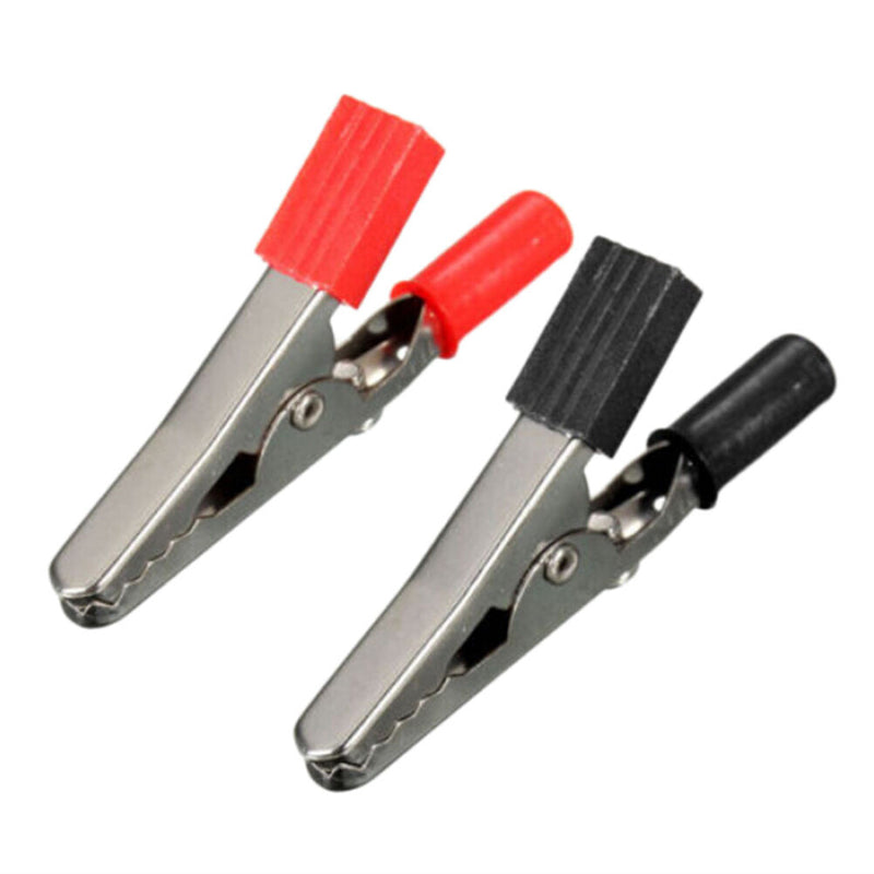 2Pcs Red Black Alligator Clip Clamp to 4mm Banana Female Jack Test Adapter JR