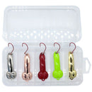 Lushazer 5Pcs Spoon Fishing Lure Zinc alloy Fishing Bait Treble Hook Hard L