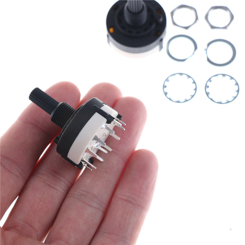 2x 1 Pole 12 Position Panel PCB Wiring Rotary Switch 18 Teeth Shaft Adjustabl Ew