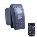 12v 24v Waterproof Rocker Toggle Button Switch Blue LED Tray Light Car Auto 5Pin