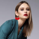 Boho Tassel Dangle Earrings Women Ethnic Fringe Ear Drop Jewelry (Red) A