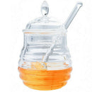 Clear Honey Jar with Dipper and Lid Glass Beehive Honey Pot for Home Kitchen