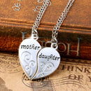Fashion Love Heart Pendant Necklace Chain Sweet Mother and Daughter 2pcs Chain