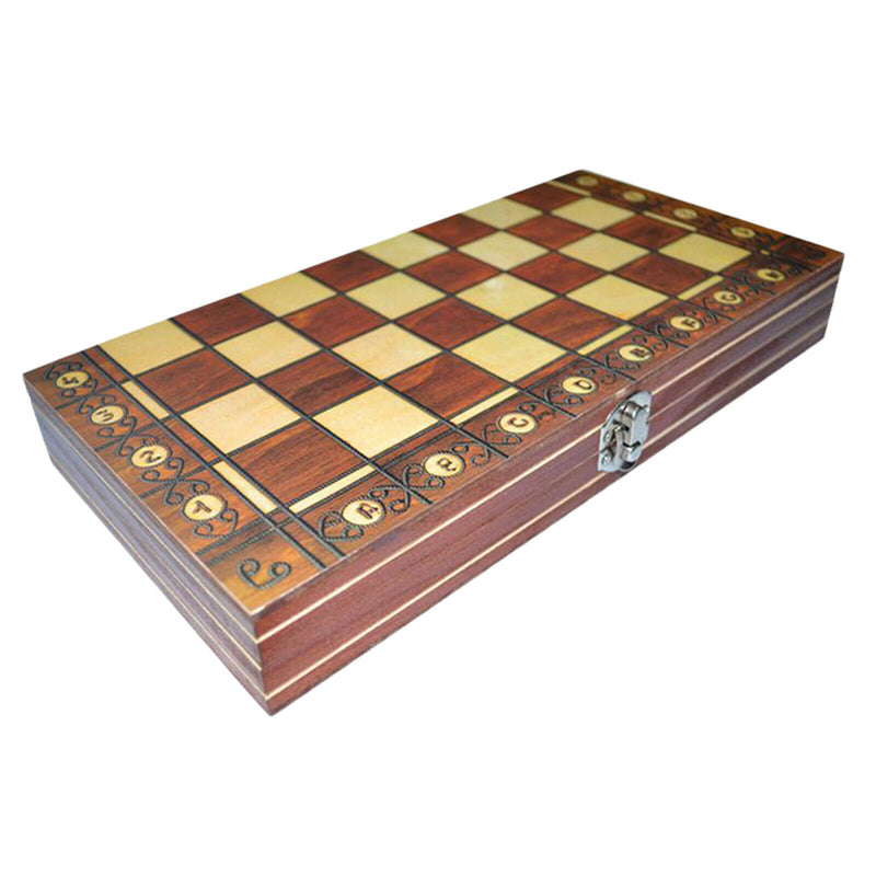 Kids Folding Wooden Chess Set Board Game Chess Checkers