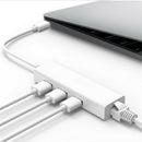 Type-c to RJ45 Ethernet Adapter 3 Ports USB Hub For MacBook Pro Air Chromebook