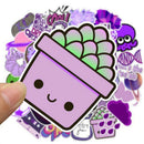 50Pcs No Repeat Purple Fresh Cartoon Stickers For Luggage Bicycle Car PhoJBTEUS